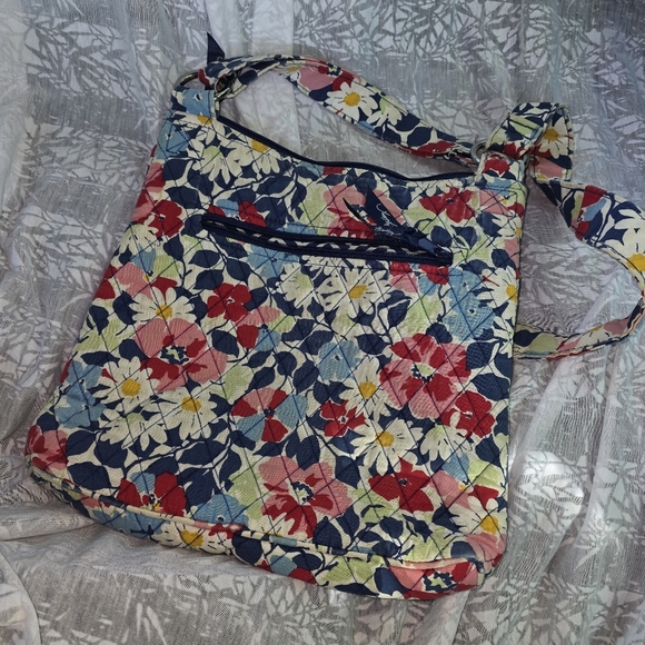 Vera Bradley Womens Scattered Wildflowers Crossbody Bag Blue Fabric Quilted GUC - Picture 2 of 5